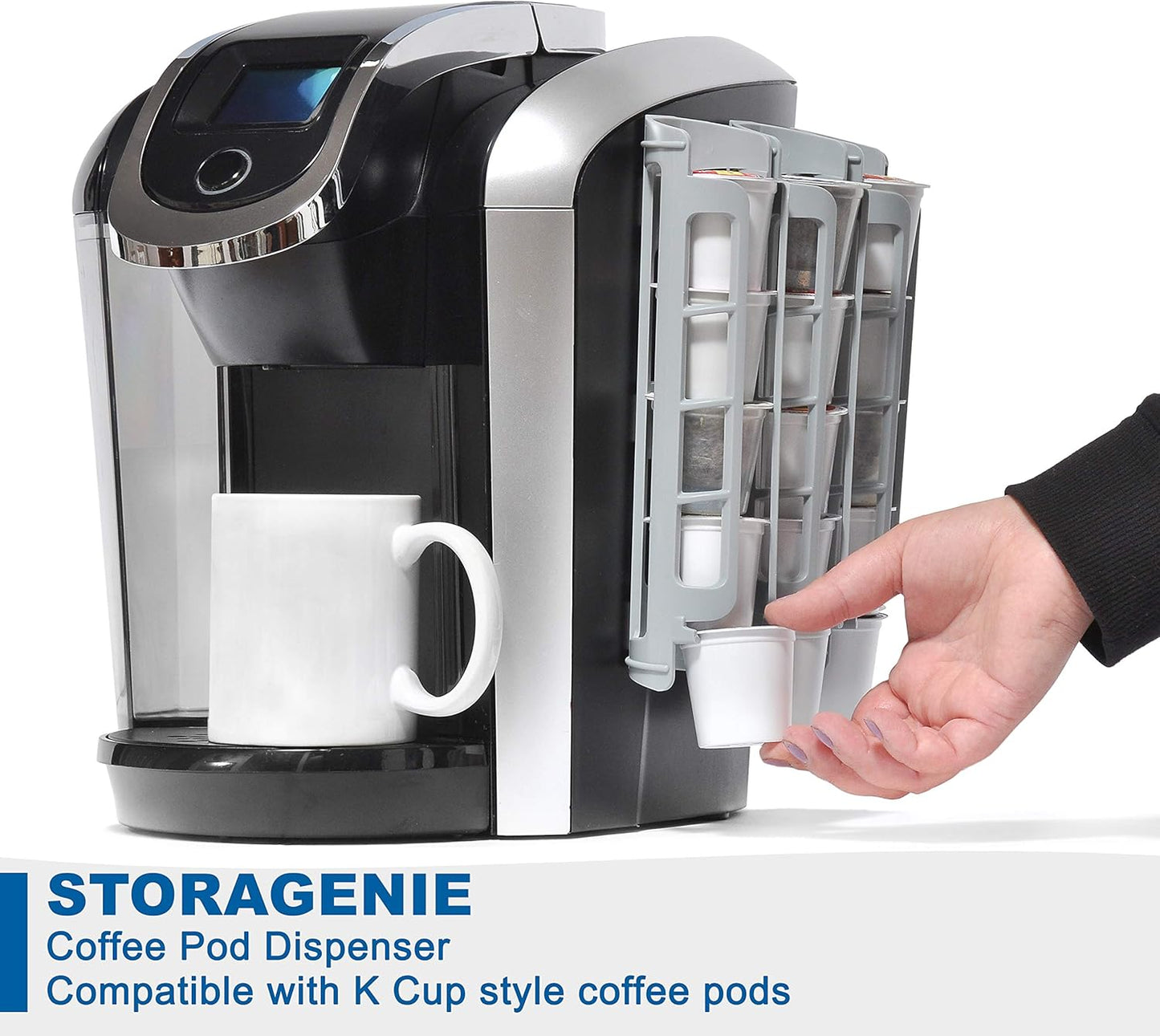 STORAGENIE Coffee Pod Holder - Side Mount K-Cup Dispenser for Keurig | Ideal for Small Counters
