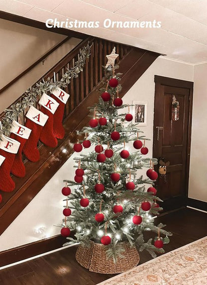 Brightown Red Velvet Christmas Ornaments - 15 Pcs 3.15 Inch Balls for Holiday Decor | Perfect for Weddings & Parties