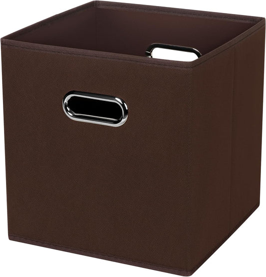 Skiennix Foldable Storage Cubes - Fabric Organizer Bins with Dual Handles for Home | Coffee Color