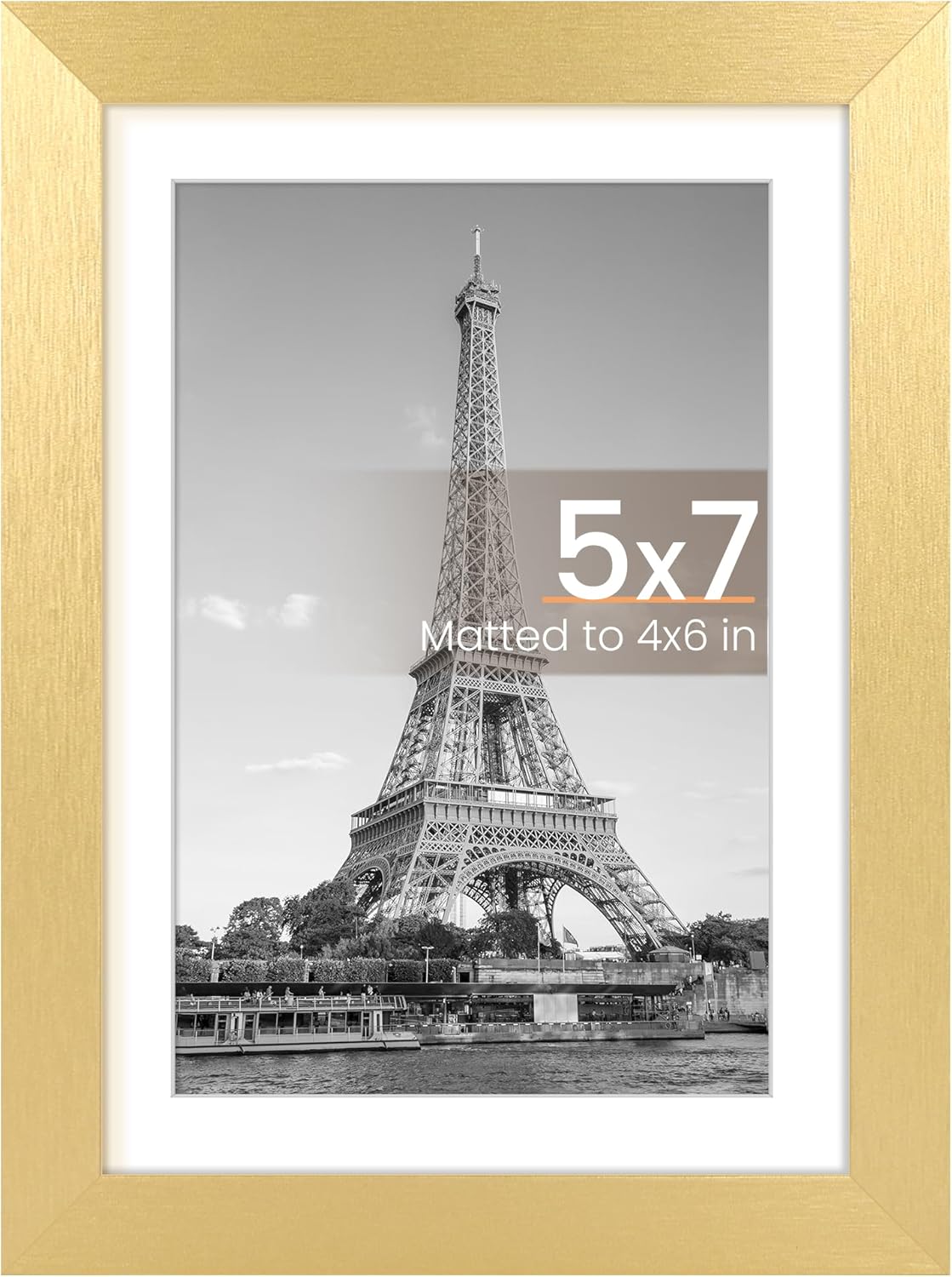 Upsimples 5x7 Picture Frame - Elegant Gold Design for 4x6 or 5x7 Photos | Wall Hanging Display, 1 Pack