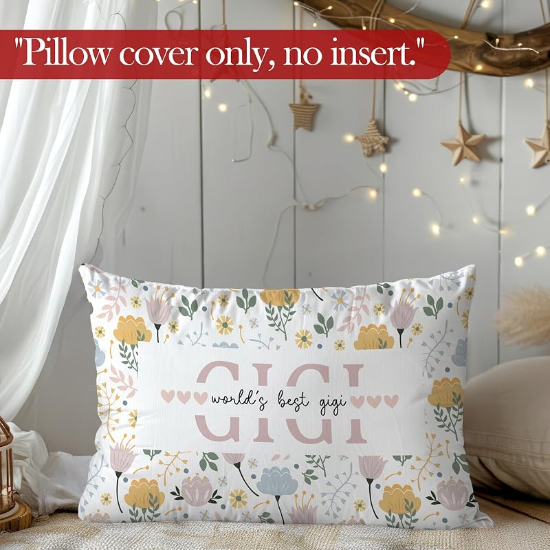 Gigi Gift Pillow Cover – 12x20 Floral Christmas Gift for Grandma, Surname Variation: Gigi