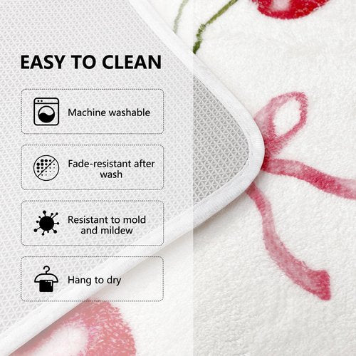 APROPHIC Cherry Cute Bath Mats for Bathroom Decor, Coquette Bow Non-Slip Absorbent Bathroom Rugs, Fruit Fluffy Shower Rug for Bathtub Sink, Washable, 20x30 in, Pink