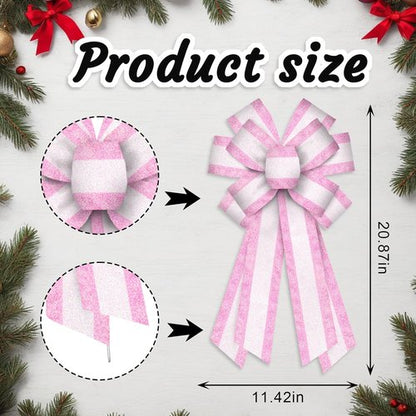 Luxury Glittery Pink & White Valentine's Day Wreath Bow - Extra Large 11.42x20.87 Inch Decor for Front Doors & Holiday Trees