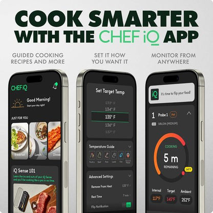 CHEF iQ Sense | Smart Wireless Meat Thermometer | Ultra-Thin Probe with WiFi | 1000°F Heat Safe | Perfect for BBQ, Grill, Oven, Smoker, Air Fryer