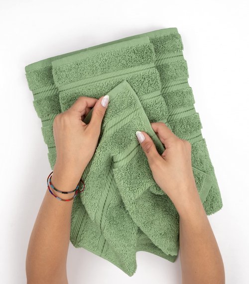 American Soft Linen Luxury Hand Towels for Bathroom, 600 GSM Heawy Weight 16x28 Size 100% Cotton Turkish 4 Piece Hand Face Towel Set, Sage Green Hand Towels
