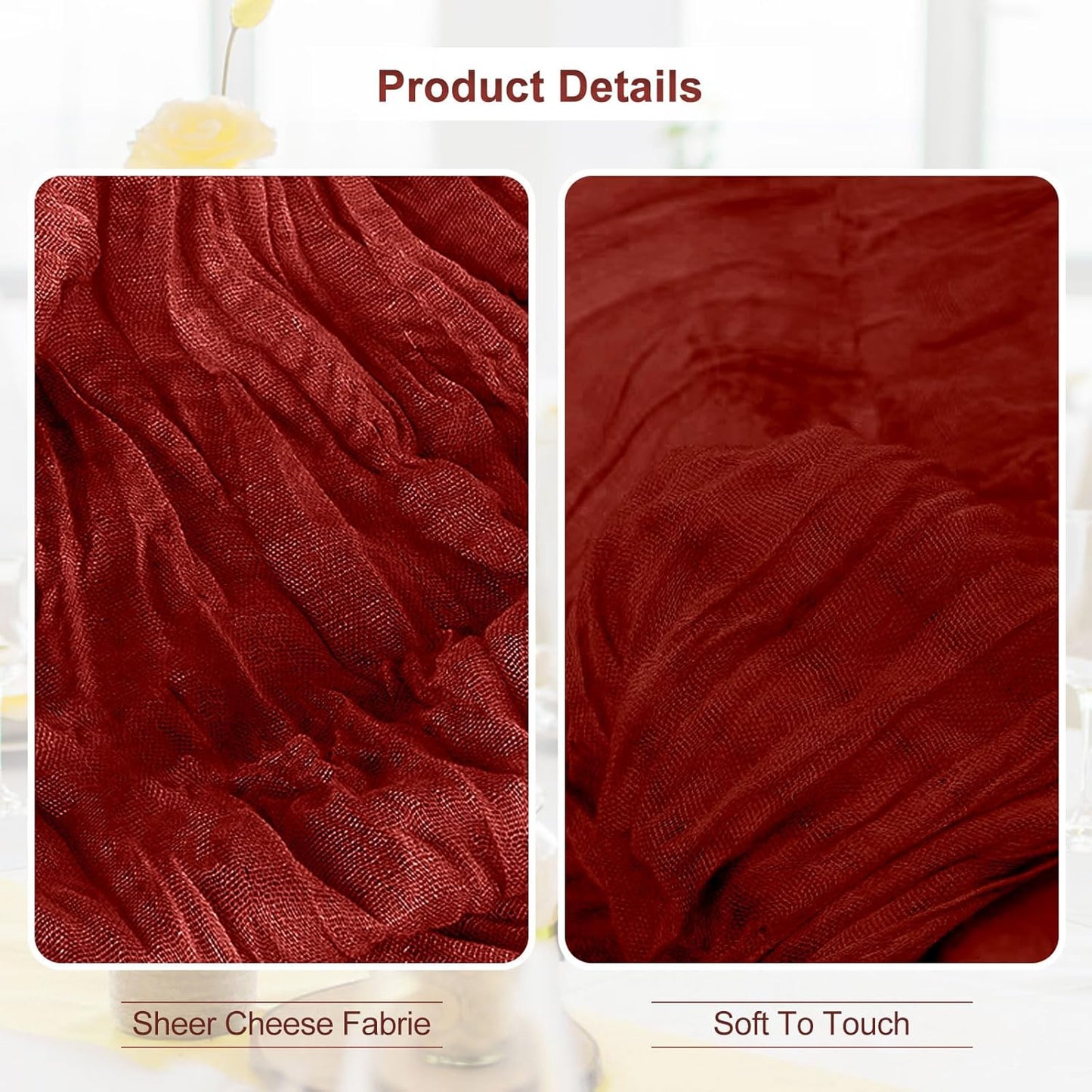 Skiennix Terracotta Cheesecloth Table Runner - 35x120 Inch Rustic Sheer Decor for Weddings & Parties