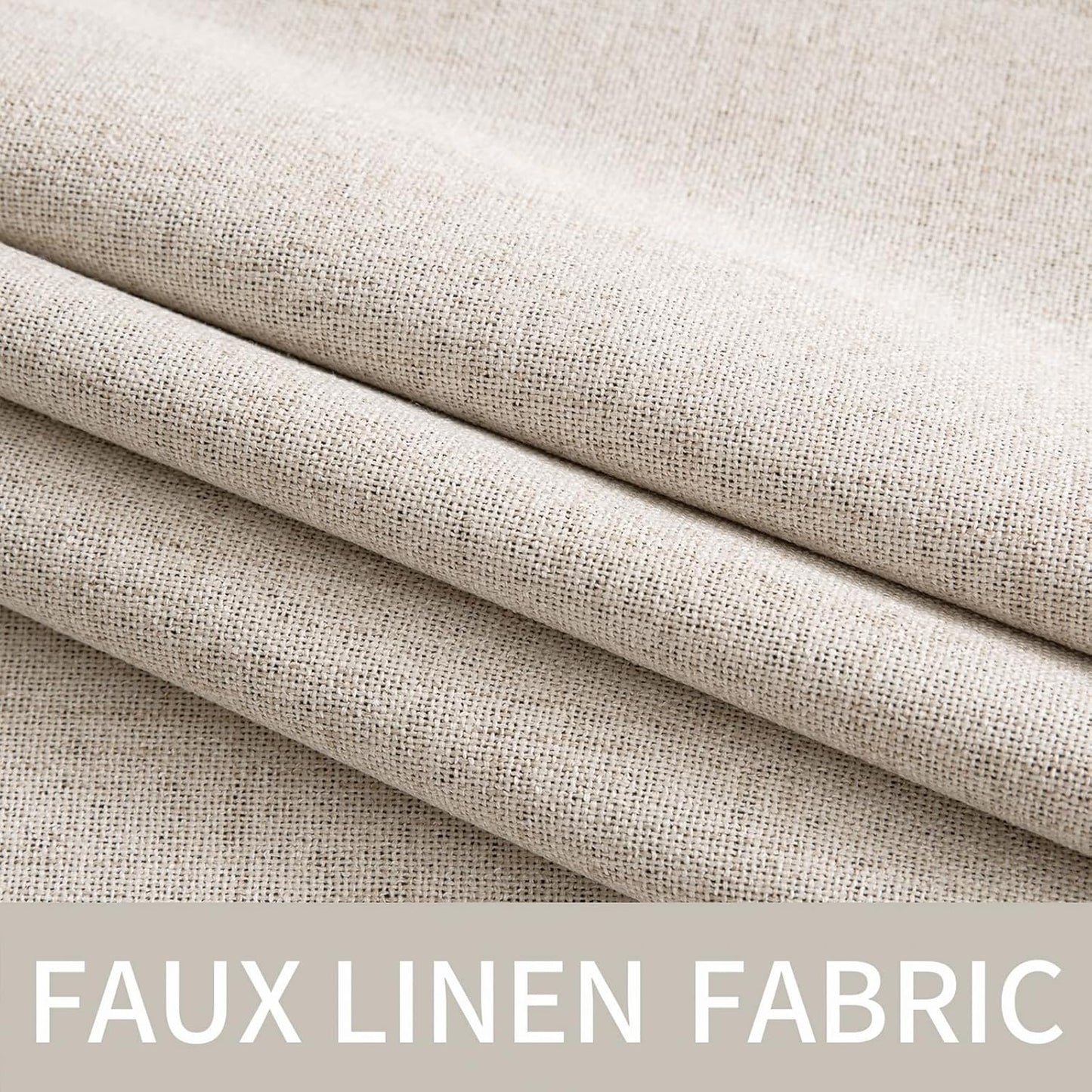 MIULEE Blackout Linen Textured Curtains - Thermal Insulated Room Darkening Drapes | 52 x 63 Inch (2 Panels)