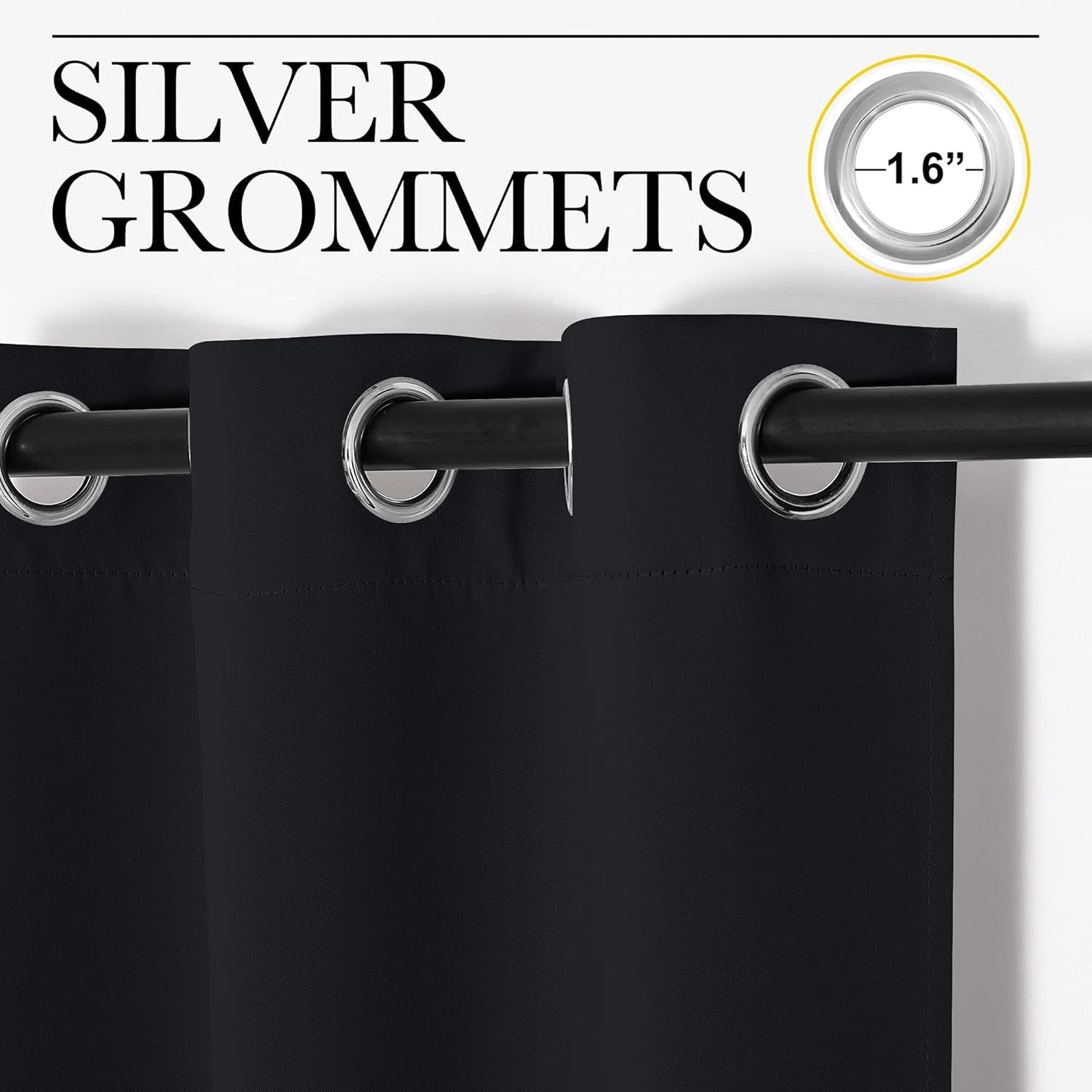 NICETOWN Blackout Curtains - Energy Saving Thermal Insulated Draperies | 55" x 92", Solid Black, 1 Pair