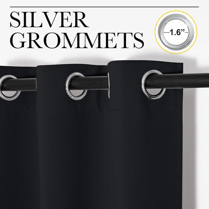 NICETOWN Blackout Curtains - Energy Saving Thermal Insulated Draperies | 55" x 92", Solid Black, 1 Pair