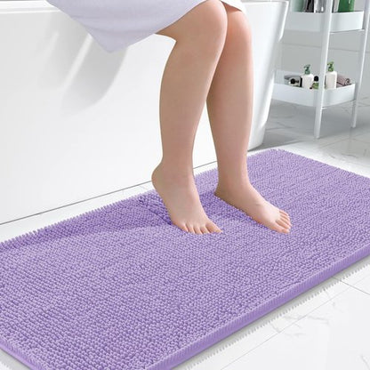 OLANLY Bathroom Rugs 45x27, Extra Soft Absorbent Chenille Bath Rugs, Rubber Backing Quick Dry, Machine Washable Bath Mats for Bathroom Floor, Tub and Shower, Home Decor Accessories, Lavender