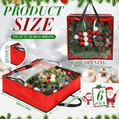 Storage Bags - Oversized 25 Gallon Zipper Tote Bags for Clothes & Decorations | 6 Pack, Red 26 x 26 x 8.7 Inches