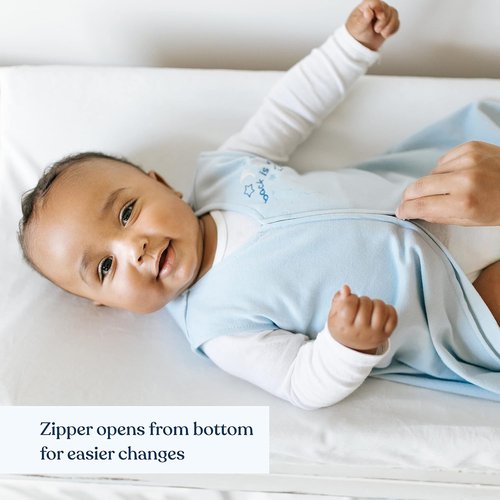 HALO SleepSack Wearable Blanket - 100% Cotton Swaddle Transition Bag, Baby Blue, Medium (6-12 Months)