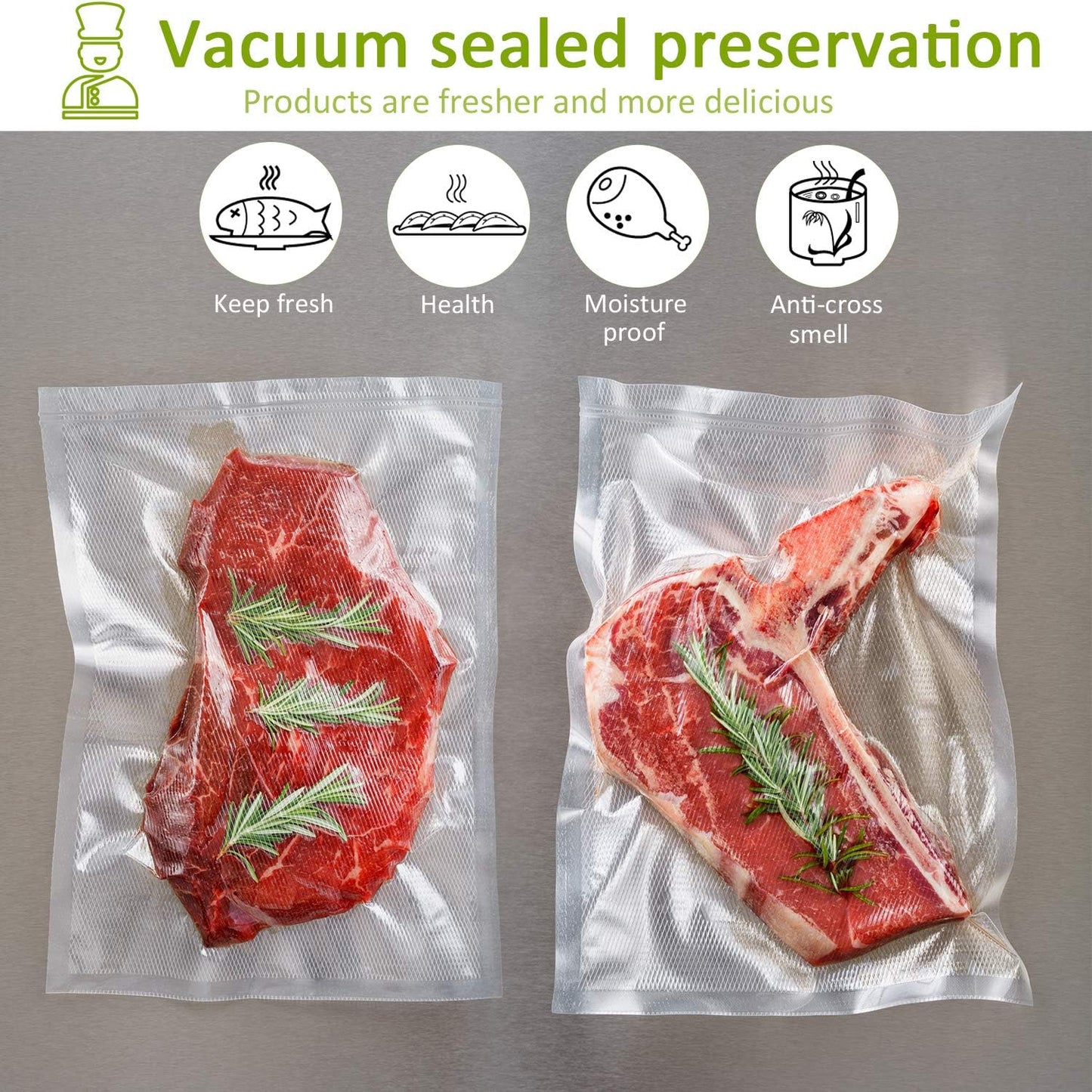 Potane Vacuum Sealer Bags - 6 Pack Heavy-Duty, Smell-Proof & Puncture-Resistant | 11"x20' & 8"x20' Sizes