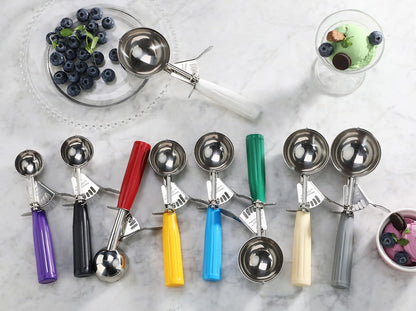 New Star Foodservice Commercial-Grade Ice Cream Scoop - 4 Oz Thumb Press, 18/8 Stainless Steel, Grey