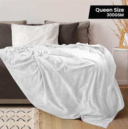 Utopia Bedding White Fleece Blanket - Luxury Soft 300GSM Queen Size (90x90 Inch) | Bulk Pack of 9