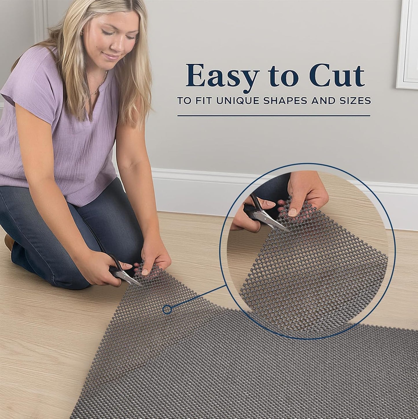 Veken Rug Pad Gripper - Non-Slip 2x6 Ft Thick Dark Grey Mat for Hardwood & Tile Floors