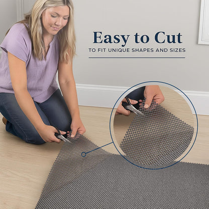 Veken Rug Pad Gripper - Non-Slip 3x5 Ft Thick Mat for Hardwood & Tile Floors - Dark Grey Anti-Skid Solution