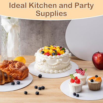 Skiennix 10-Inch Round Cake Boards - 6 Pcs Waterproof & Oil-Proof Food-Grade Cardboard for Weddings & Desserts