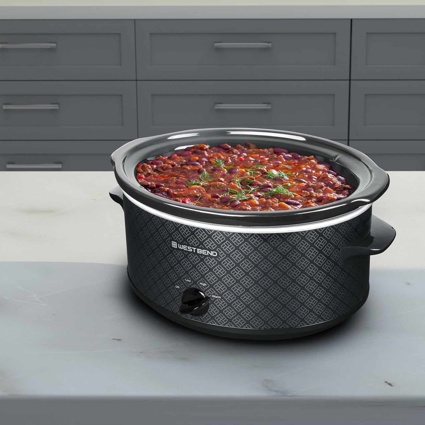 West Bend 6-Quart Slow Cooker - Manual Crockpot with Dishwasher Safe Ceramic Insert & Glass Lid | Black