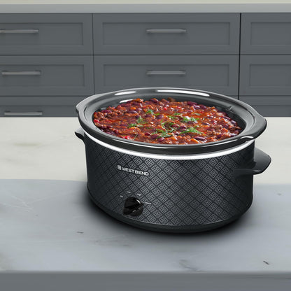 West Bend 6-Quart Slow Cooker - Manual Crockpot with Dishwasher Safe Ceramic Insert & Glass Lid | Black