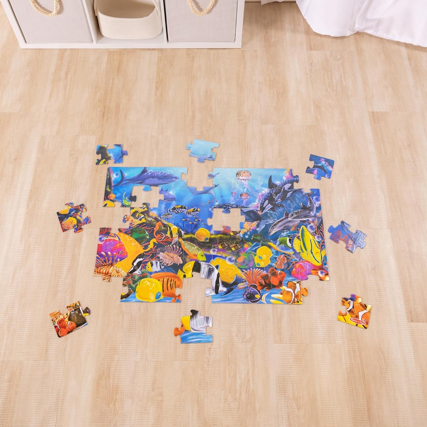 Melissa & Doug Jumbo Underwater Ocean Floor Puzzle - 48-Piece Educational Activity for Kids Ages 3+ (2 x 3 Feet)