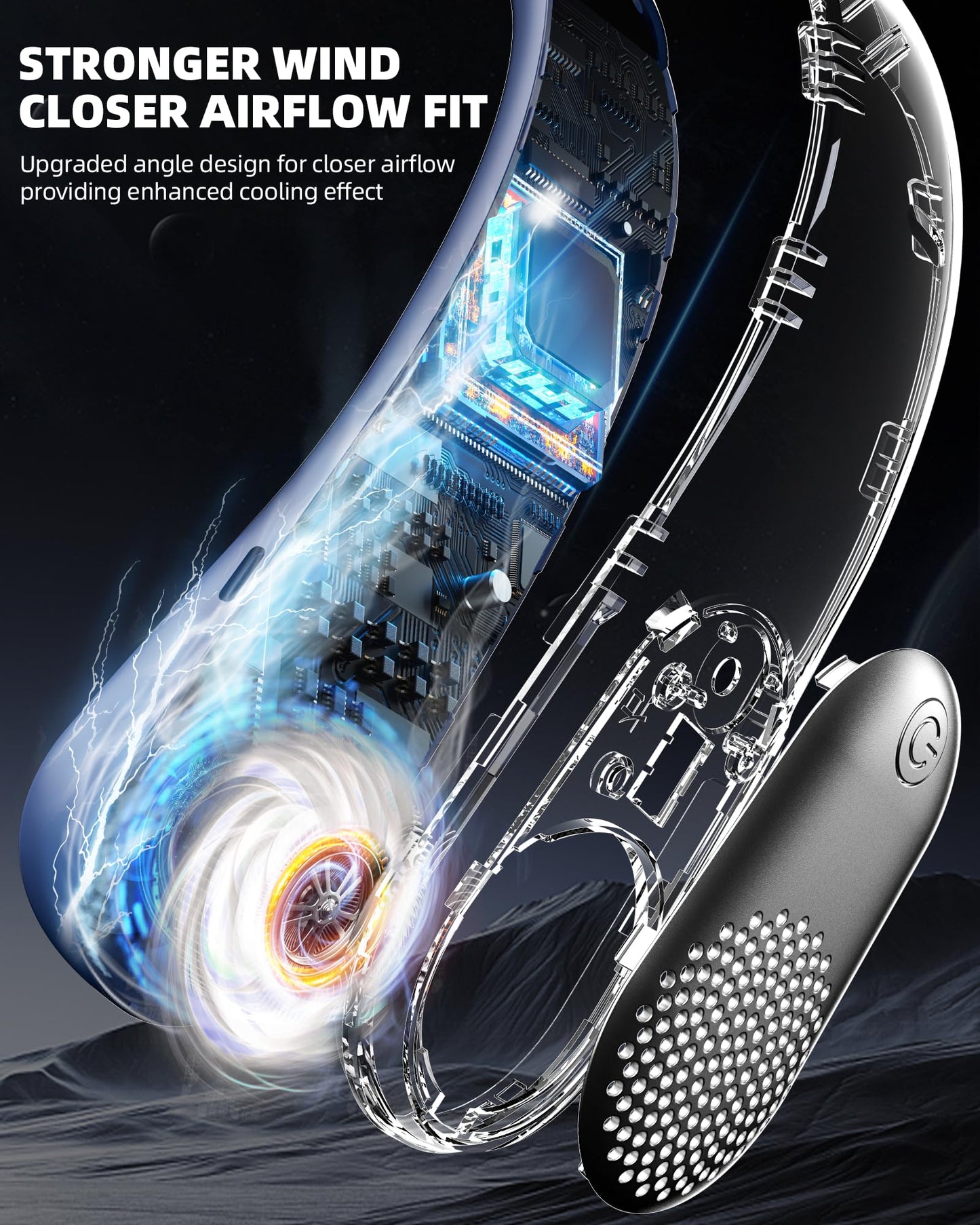 Meonov Neck Fan, LED Display USB Rechargeable Portable Fan,360° Cooling Bladeless Personal Fan, 4000 mAh 3 Speeds Adjustable Wearable Fan for Women,Travel, Gift, Home, Office, Men