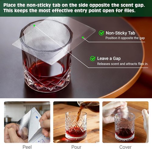 Double-Sided Sticky Trap Covers | 25 Pack Adhesive Cards for Fruit Fly Traps - Clear, Mess-Free Indoor Use