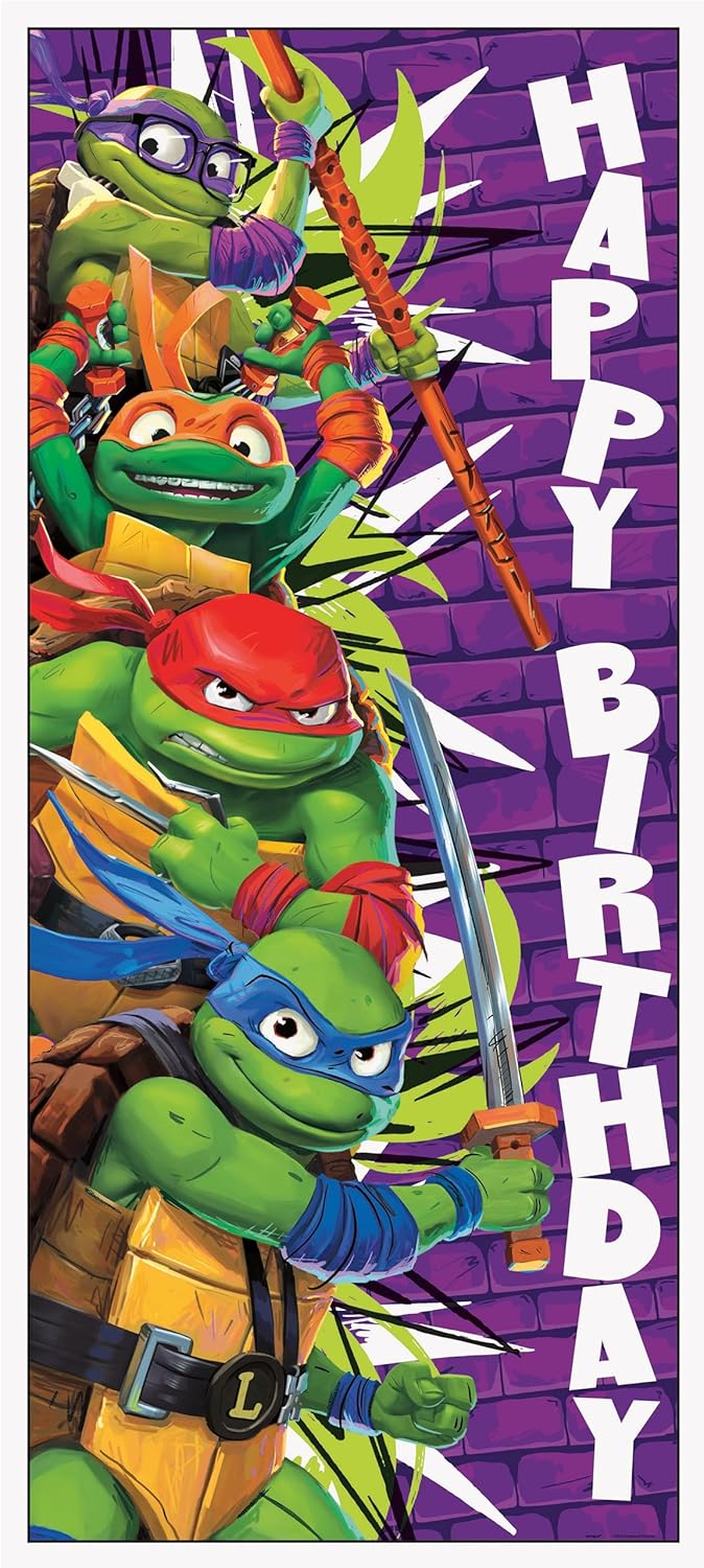 Teenage Mutant Ninja Turtles Birthday Door Poster - 27" x 60" | Vibrant Party Decoration for Kids