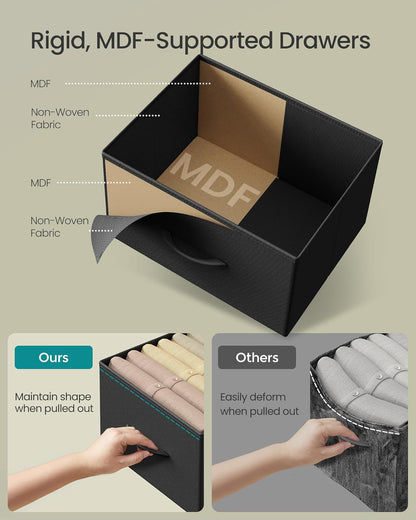 SONGMICS Dresser - Rustic Brown & Ink Black Chest of Drawers with 10 Non-Woven Fabric Storage Bins