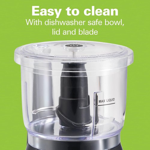 Hamilton Beach Electric Vegetable Chopper - 3-Cup Mini Food Processor, 350 Watts, Black | Perfect for Dicing & Mincing