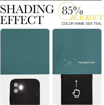 NICETOWN Blackout Curtains for Patio Glass Doors - Sea Teal Privacy Panels, 42" x 95" (1 Pair)