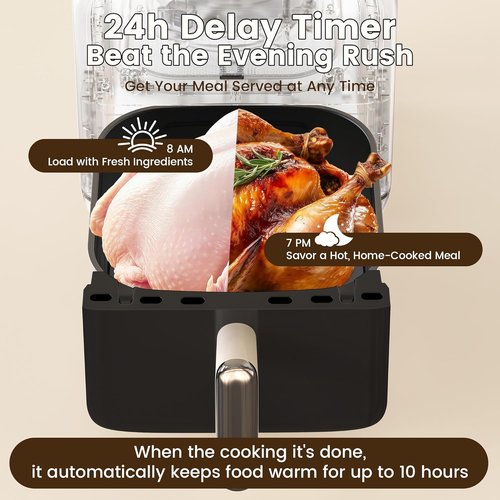 Fullwill Air Fryer - 7.5QT Multi-Function Cooker with Visible Window & Nonstick Basket | 1700W, Creamy White