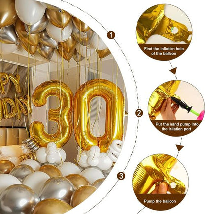 30th Birthday Decorations - Gold Number 30 Balloons for Memorable Celebrations | Perfect for Parties