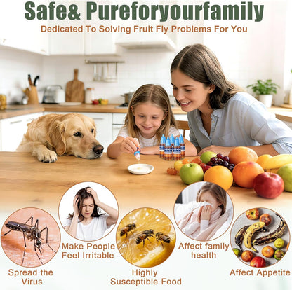 Skiennix Fruit Fly Trap Refill Liquid - Long-Lasting Gnat Killer Bait | Safe for Kitchen & Bathroom (6 Pack)