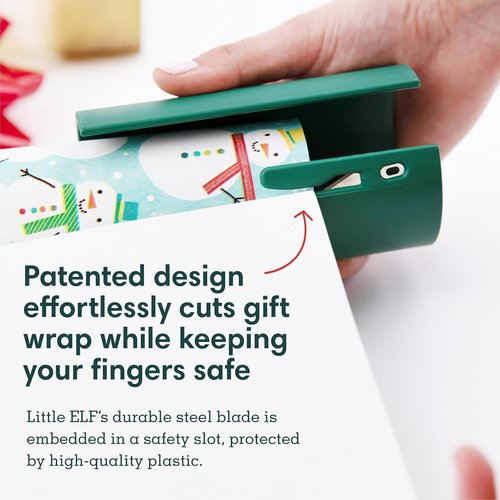Little ELF Wrapping Paper Cutter - 2-Pack | Made in USA | Green Holiday Gift Wrap Holder