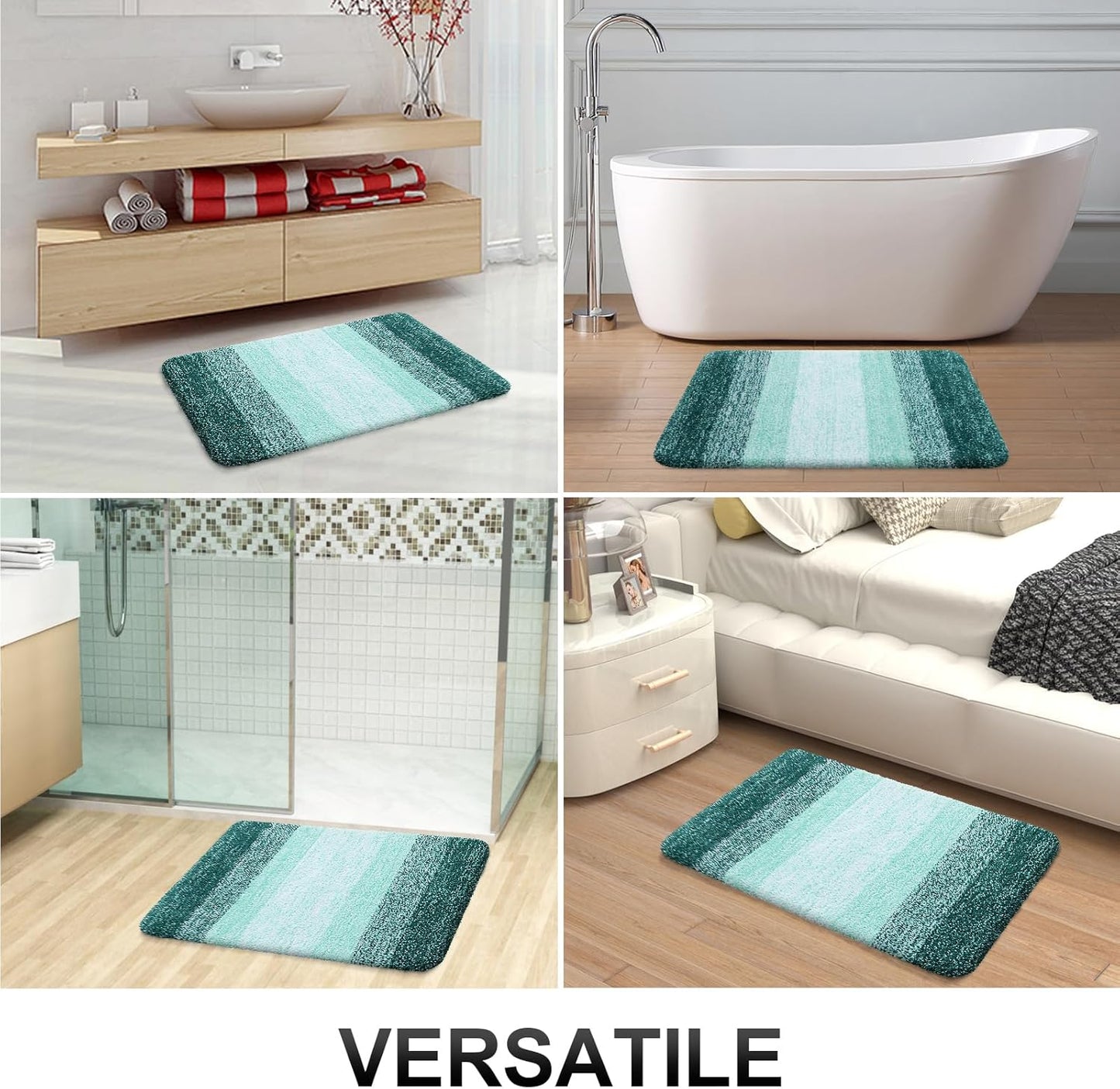 OLANLY Bathroom Runner Rug - Extra Soft Microfiber Mat | Quick-Dry, Rubber Backing, 59x24 Inches, Blackish Green