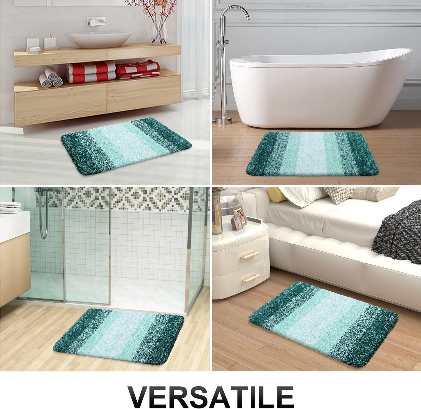 OLANLY Bathroom Rugs Mat 36x24, Extra Soft Absorbent Microfiber Bath Rugs, Rubber Backing, Quick Dry, Washable Bath Mats for Bathroom Floor, Tub and Shower, Home Decor Accessories, Blackish Green