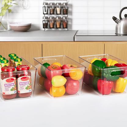 YIHONG Clear Pantry Organizer Bins - 6 Pack Plastic Storage Containers with Handles for Kitchen & Bathroom