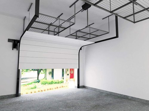FLEXIMOUNTS 4x8 Overhead Garage Storage Rack - Heavy-Duty Adjustable Metal Ceiling Racks | 2-Pack, Black