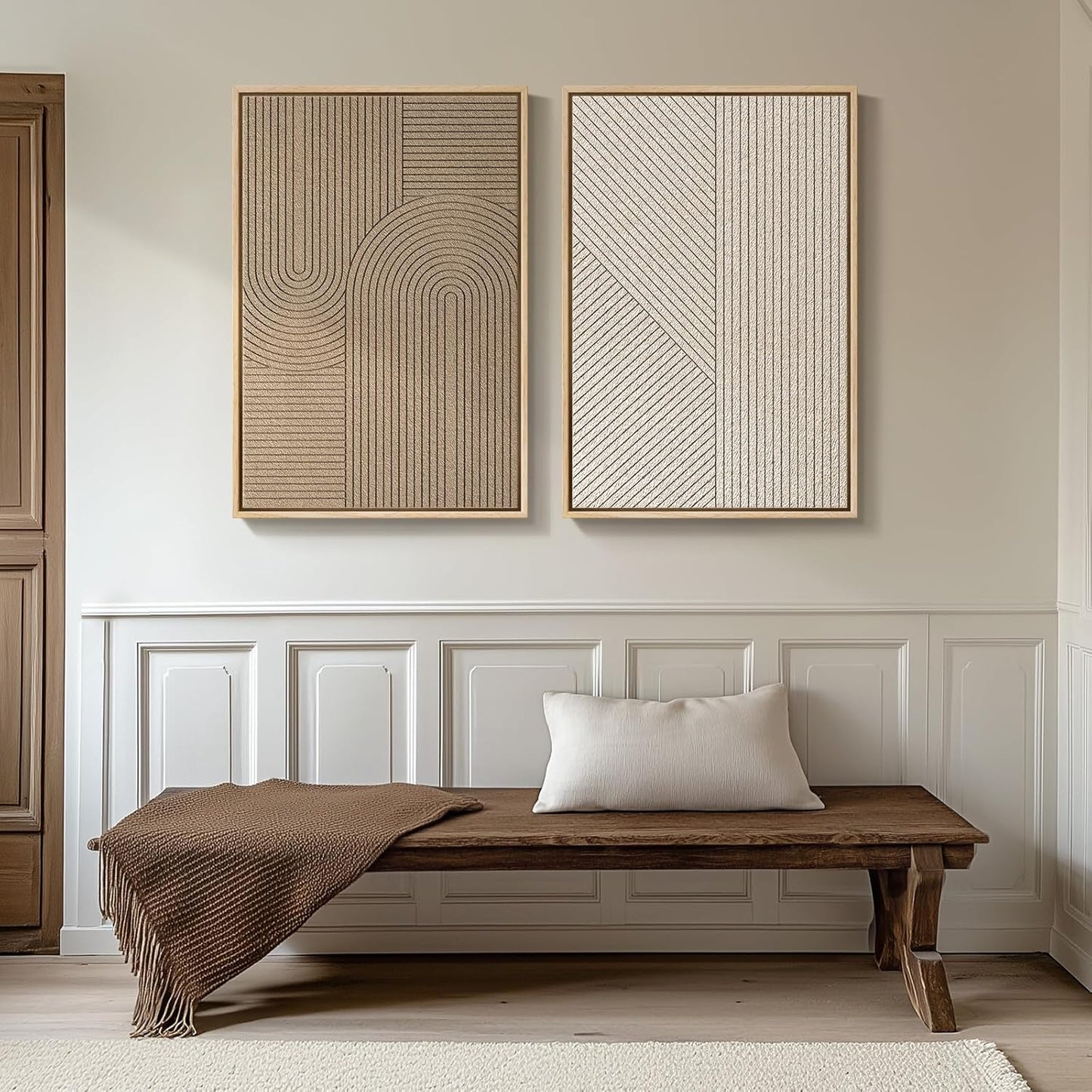 Regine Switzerland 3D Textured Framed Wall Art Set - Modern Beige & Brown Abstract Paintings | 24x36 In