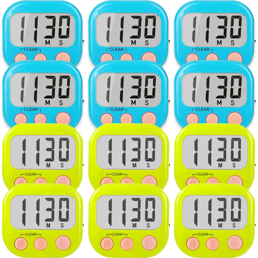 Classroom Timers for Teachers Kids Large Magnetic Digital Timer 12 Pack-Blue Green