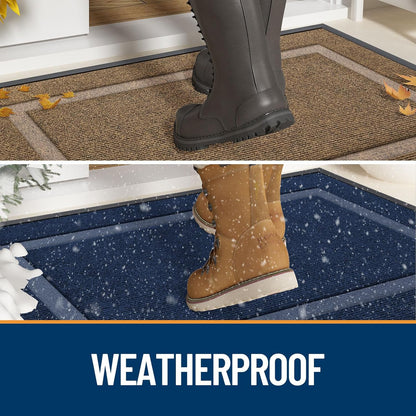 OLANLY Indoor Outdoor Doormat - Waterproof, All-Weather, Easy Clean | Sturdy Natural Rubber, 36x24, Grey