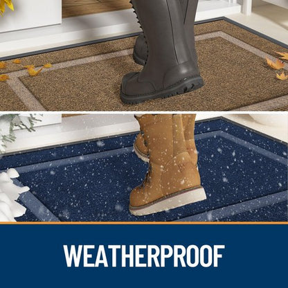 OLANLY Front Door Mat Indoor Outdoor Entrance, Waterproof All-Season, All-Weather Doormat, Sturdy Natural Rubber, Fade Resistant, Low Profile, Easy Clean Patio Porch Entryway Mat, 29.5x17, Black