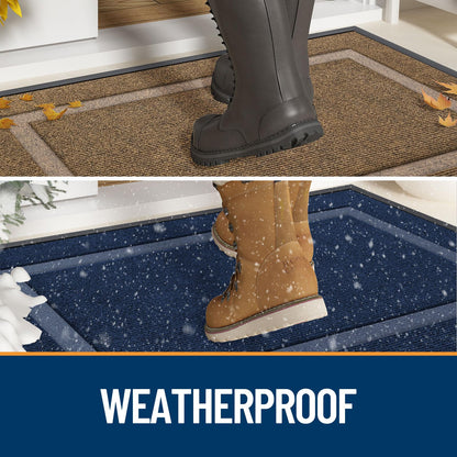 OLANLY Front Door Mat Indoor Outdoor Entrance, Waterproof All-Season, All-Weather Doormat, Sturdy Natural Rubber, Fade Resistant, Low Profile, Easy Clean Patio Porch Entryway Mat, 36x24, Blue