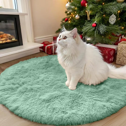 OLANLY Round Mint Green Area Rug - Soft, Fluffy, Machine Washable 3 ft Carpet for Bedrooms & Nurseries