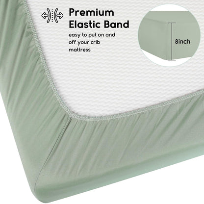 Yoofoss Fitted Baby Crib Sheets - Super Soft Microfiber 2-Pack for Standard Crib & Toddler Mattress | Green & Banana Leaves 28x52x8in
