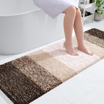 OLANLY Bathroom Runner Rug - Extra Soft Microfiber Mat with Rubber Backing | 59"x20", Quick Dry, Light Brown