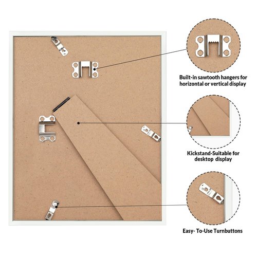 LaVie Home 8.5x11 Picture Frame for Wall Display, 8.5x11 White Picture Frame with HD Plexiglas, 8.5 x 11 Diploma Frame 1 Pack, Display Frame for Vertical or Horizontal, Classic Collection