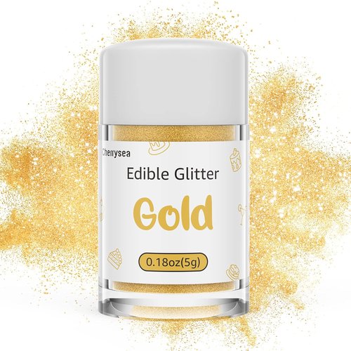 Edible Glitter - Gold Drink Glitter Dust for Food, Cupcakes, Cookies & Beverages | Kosher Halal Certified