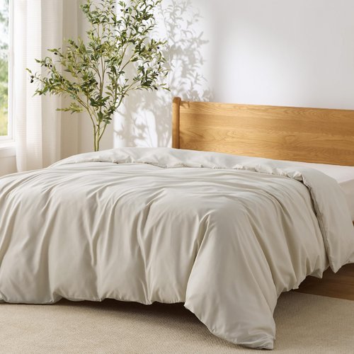 Bedsure Duvet Cover Queen Size - Only Includes 1 Duvet Cover (90"x90"), Hotel Luxury Soft Double Brushed All Season Bedding for Kids & Adults, Zipper Closure, Linen (No Comforter, No Pillow Shams)